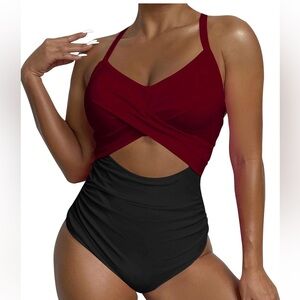Red & black one piece swim suit, size XXL, NWOT.